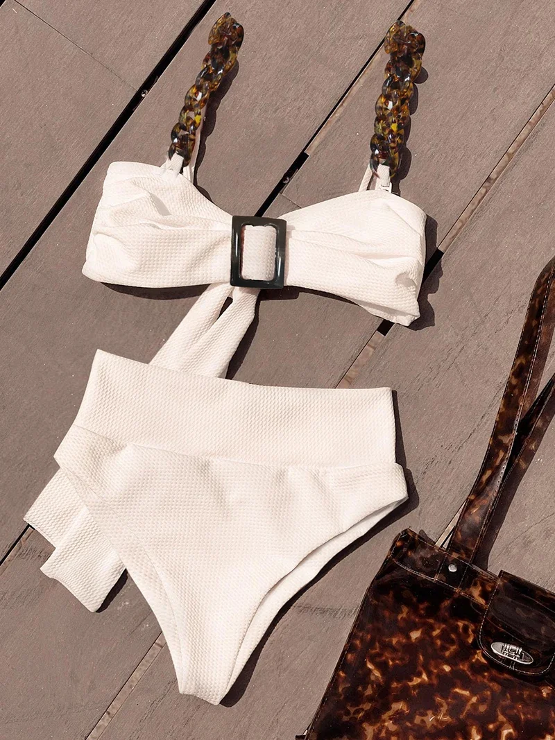 Seksowne białe bikini Strój kąpielowy z wysoką talią Strój kąpielowy damski Push Up Strój kąpielowy 2022 Seksowny strój kąpielowy Biquini Dwuczęściowy zestaw kostiumów kąpielowych