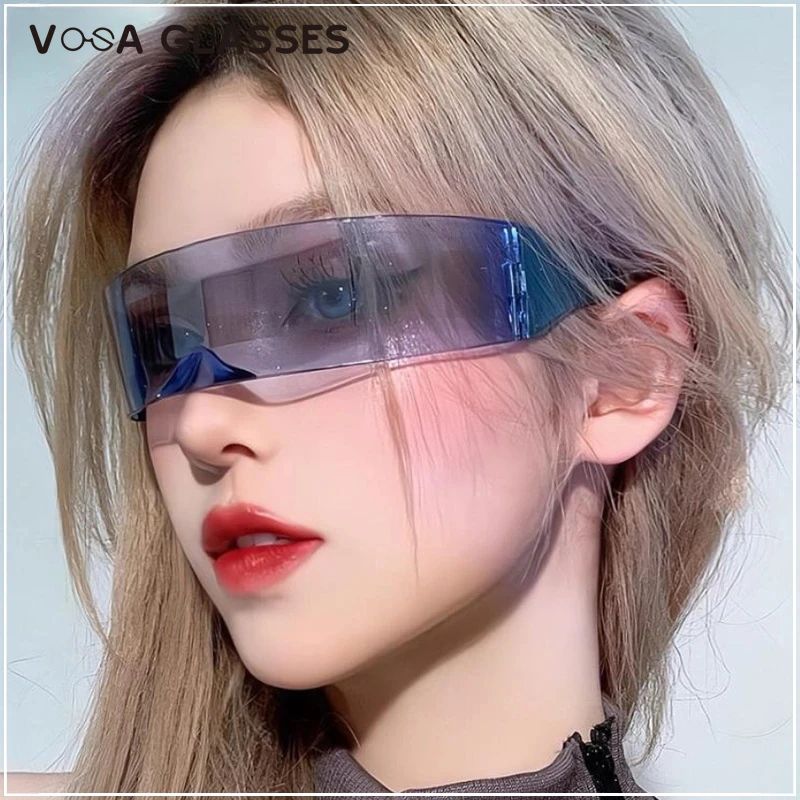 Fashion One-piece Club Sunglasses for Women Man 2023 New Cyberpunk Trend Personality Science Fiction Cool Goggles Gothic Shades