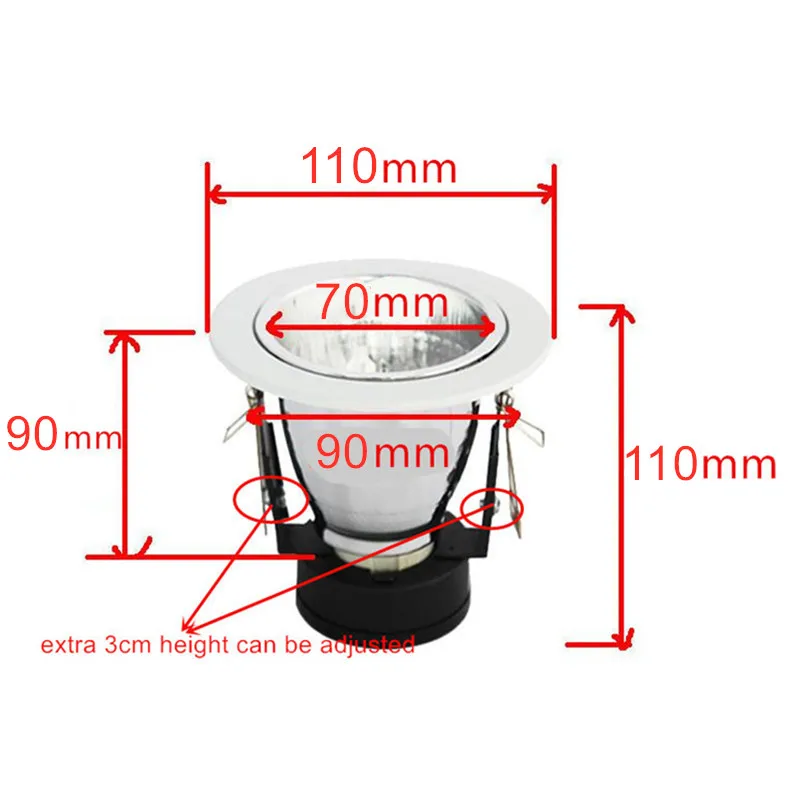 3 cale E27 biała okrągła wpuszczane oświetlenie sufitowe obudowa 110mm uchwyt na Downlight do żarówki e27