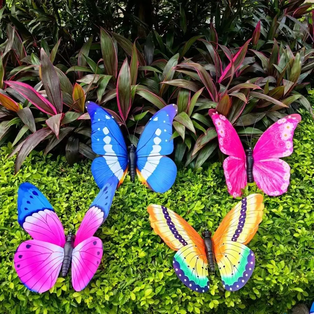 Creative Random Color Big Butterfly 40cm Lifelike Garden Statues Hanging Garden Decoration Butterfly Stakes Garden