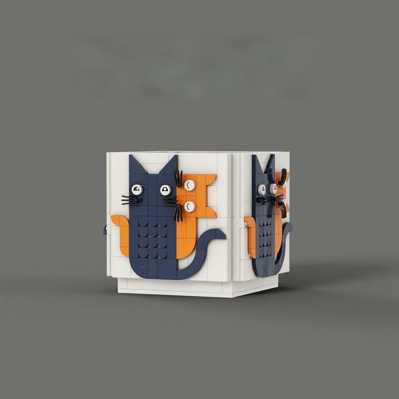 

454PCS MOC Cat Pen Holders Cute Cat-shaped Practical Stationery DIY Model Building Blocks Birthday Toys Gift