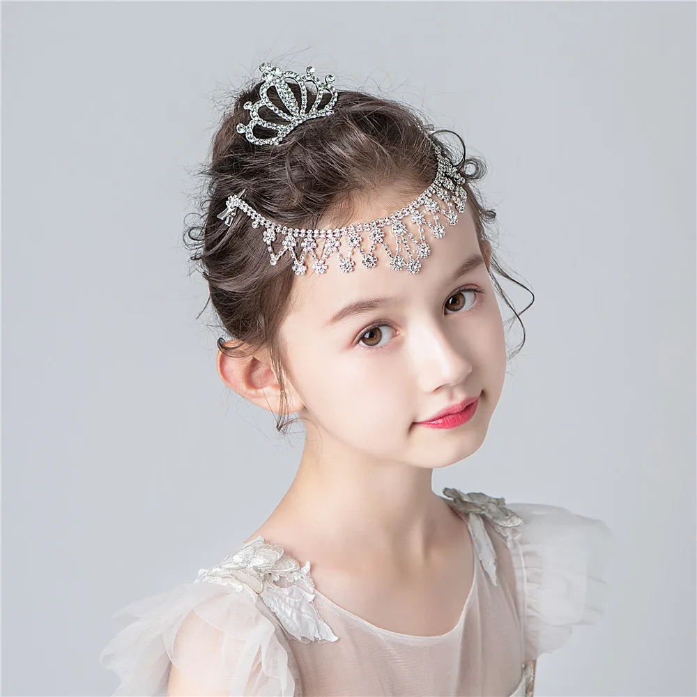 Princess Crown Wedding Hair Accessories Rhinestone Insert Hairpin For Girls Elegant Pearl Prom Bangs Tiaras Bridal Hair Jewelry