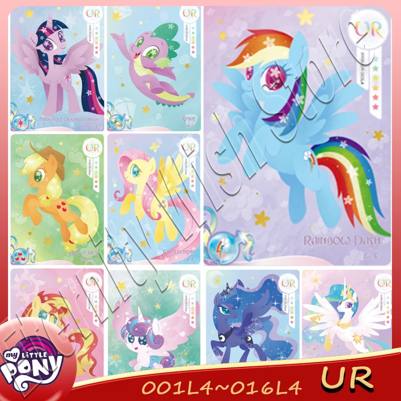 Original KAYOU My Little Pony Cards UR Series L4 Anime Characters Cute Collection Card Flash Cards Children Toys Birthday Gifts