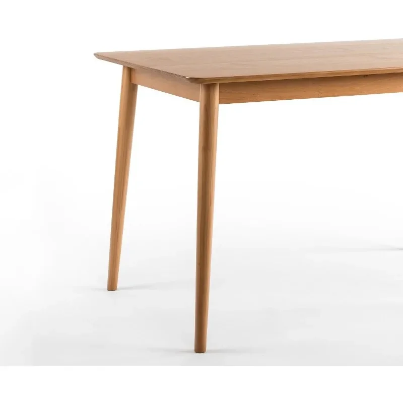 Jen 47 Inch Eettafel, Massief Houten Keukenbureau, Eenvoudige Montage, Natuurlijk Bruin