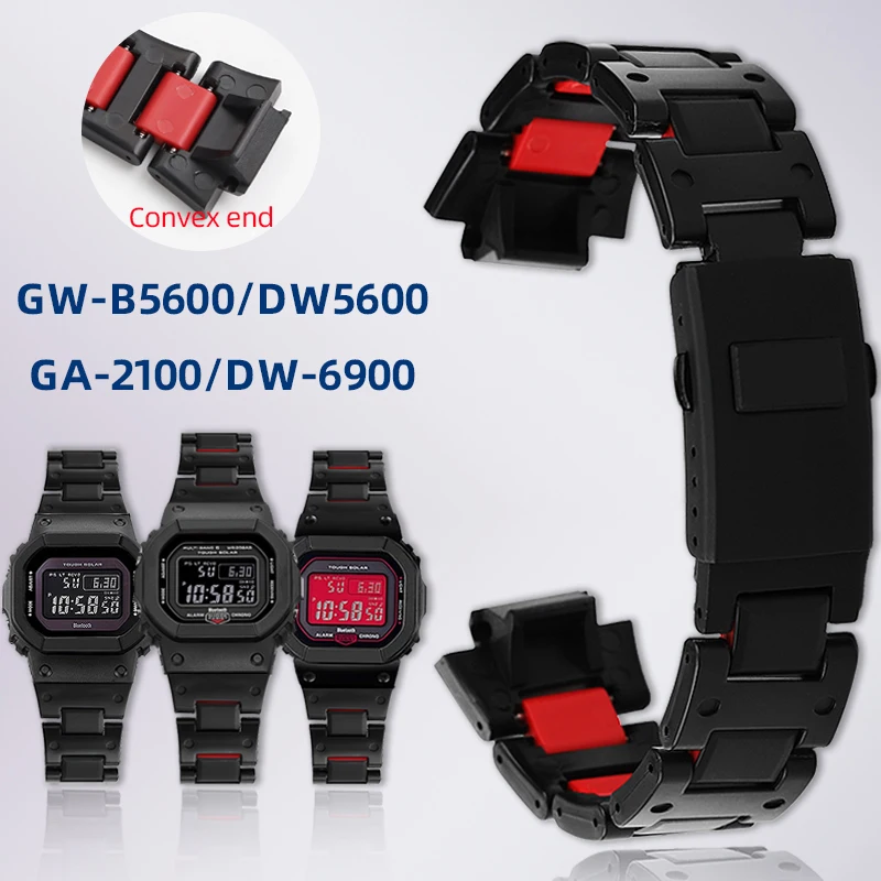GWB5600 Lightweight Composite Plastic Steel strap For Casio GW-B5600 DW-5600 DW-6900 GA-2100 Watch band 16mm Convex end Bracelet