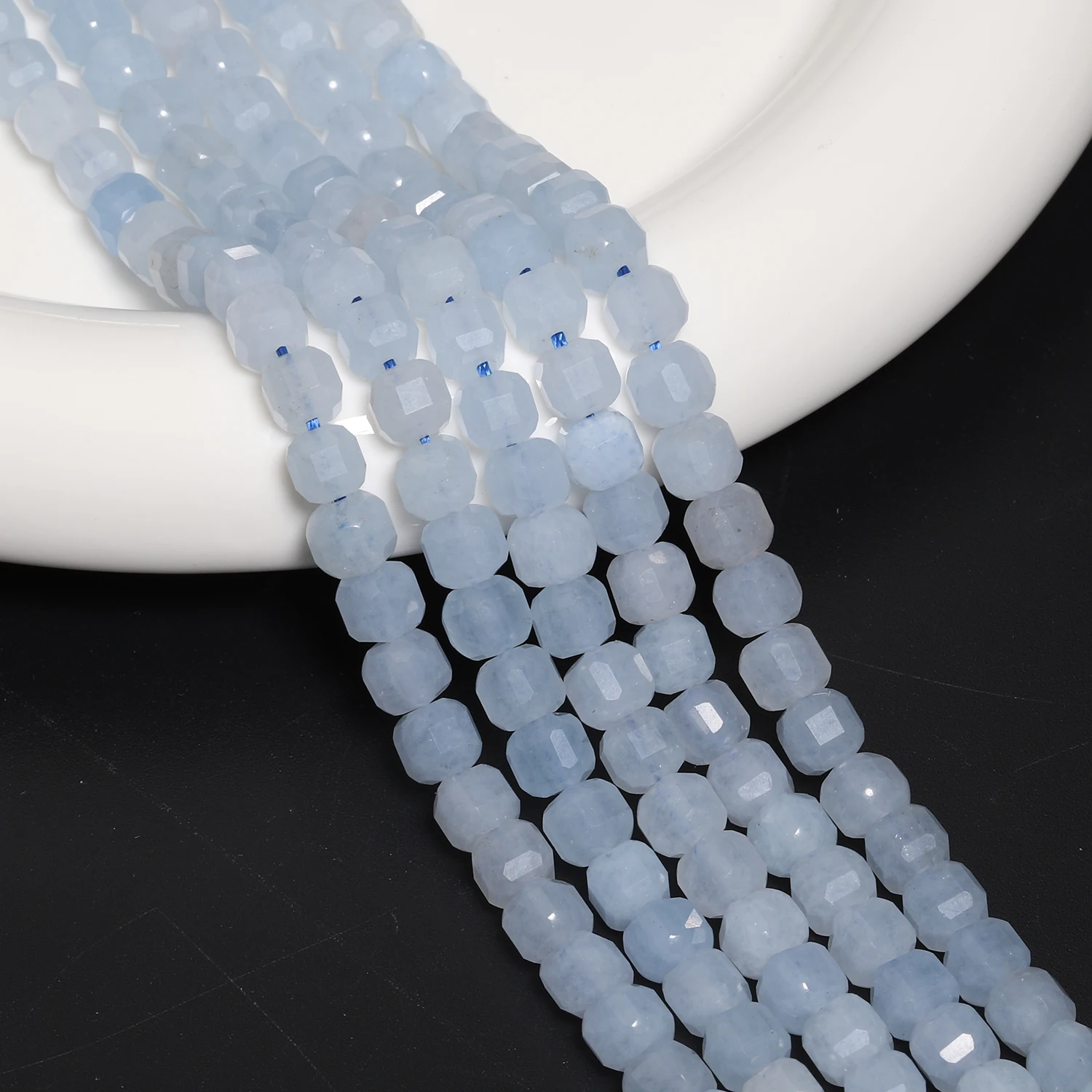 5/7mm AAA Faceted Cube Natural Stone Blue Aquamarine Beads Square Spacer Beads For Jewelry Making DIY Bracelets Accessories