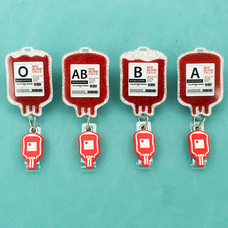 

Care For Health Blood Type Style Rotate Clip Retractable Badge Reel Card Holder Exhibition Name Card Parts