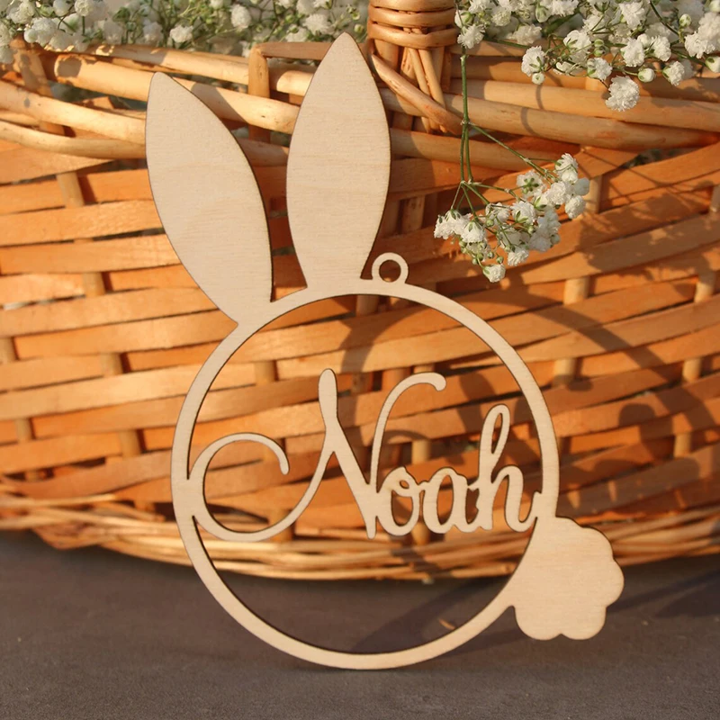 RABBIT Tags Easter Basket Tag Personalized Easter Name Tags Labels Gift Custom Wooden Decor CHRISTMAS Snowflakes Ornament Ball