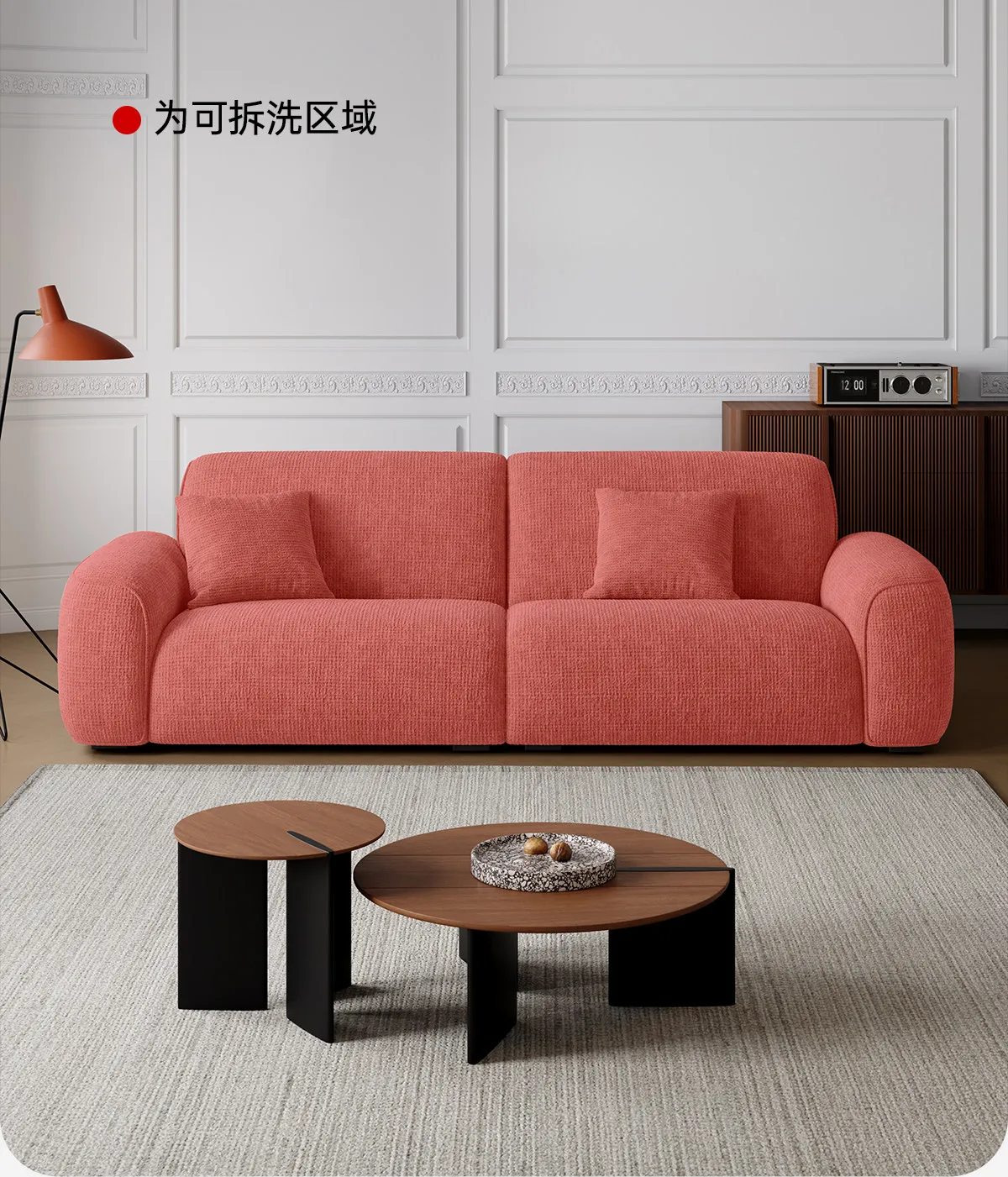 PYH Big White High Backrest Skin-friendly Chenier Living Room Removable and Washable Tofu Block Fabric Sofa