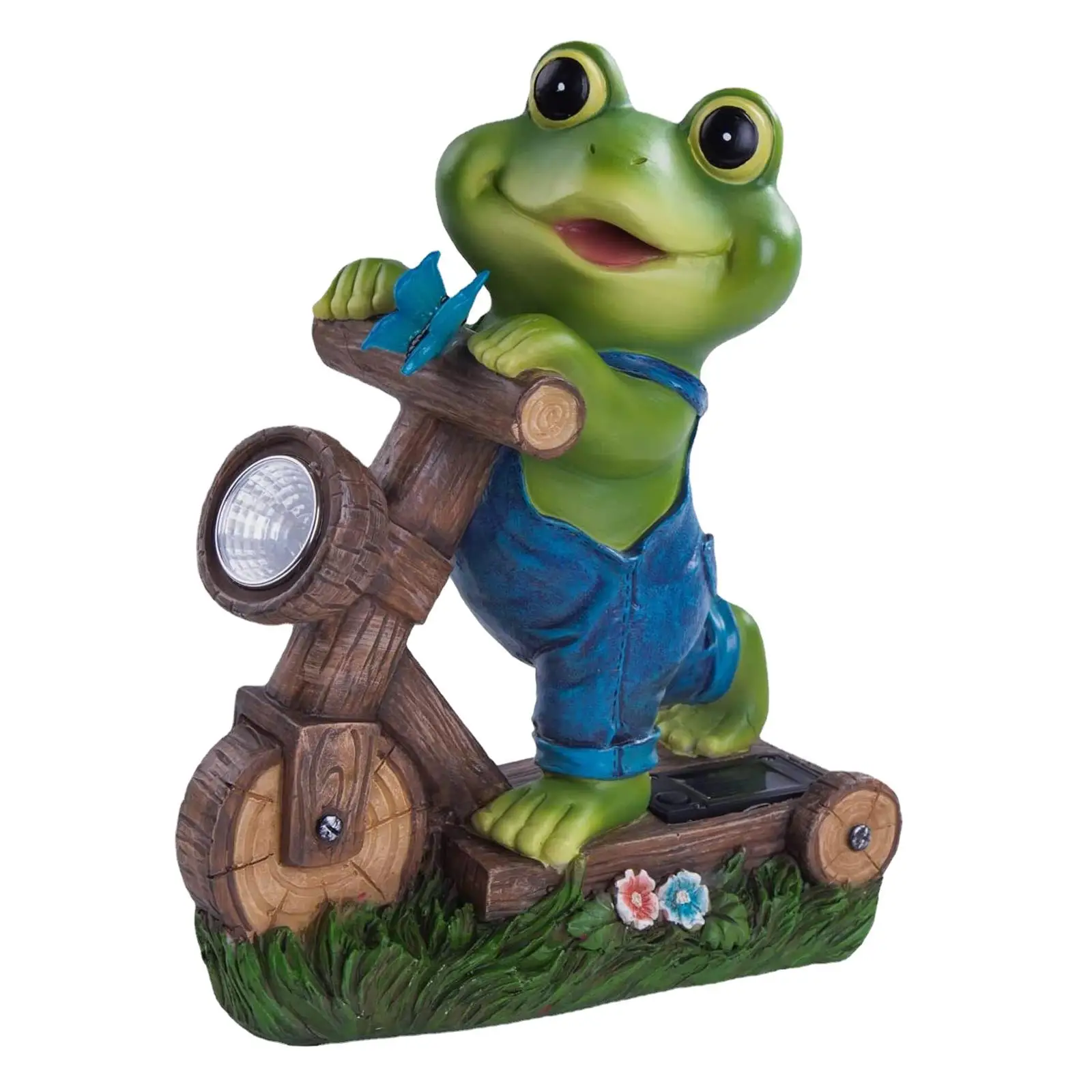 Solar Powered Green Frog Statue Light Decor with Solar Light Cute Indoor Outdoor Frog Animal Sculpture for Party Yard Women