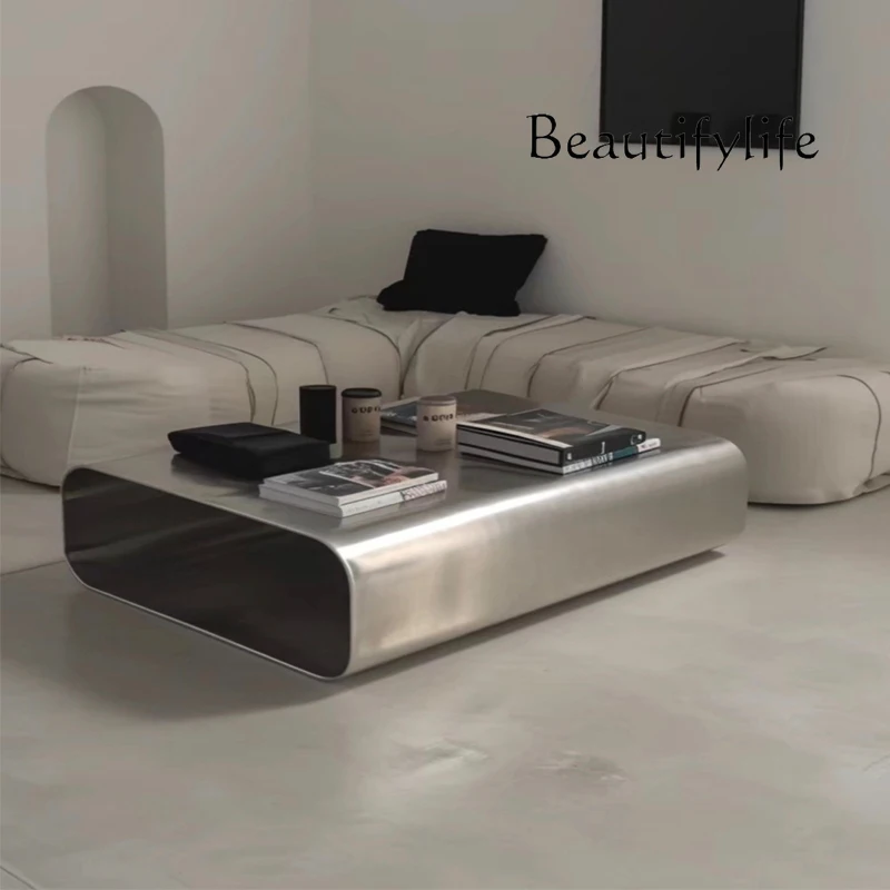 Italian light luxury stainless steel coffee table living room household small apartment modern simple designer high-end