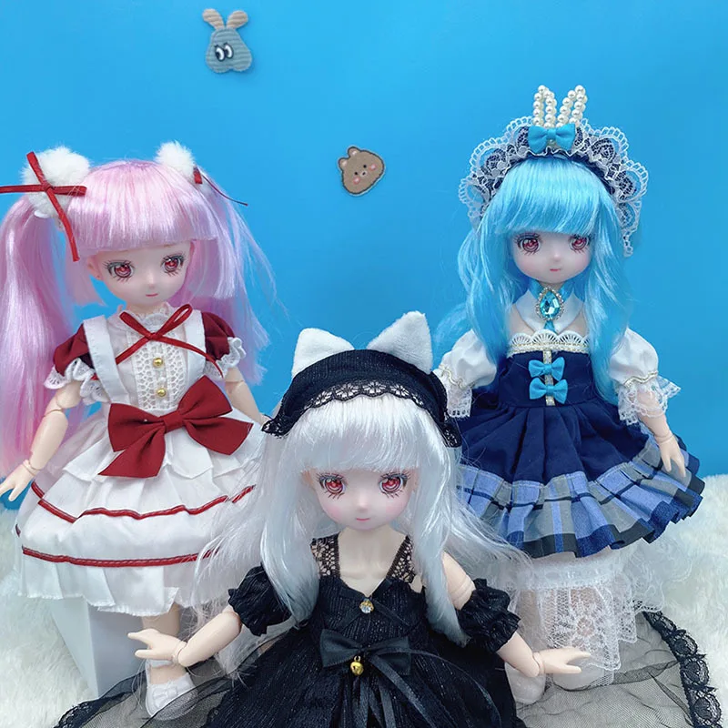 Makeup Head with 14mm Eyes for 1/6 Bjd Accessories 28cm Anime Doll\'s Head Girls Dress Up Toys