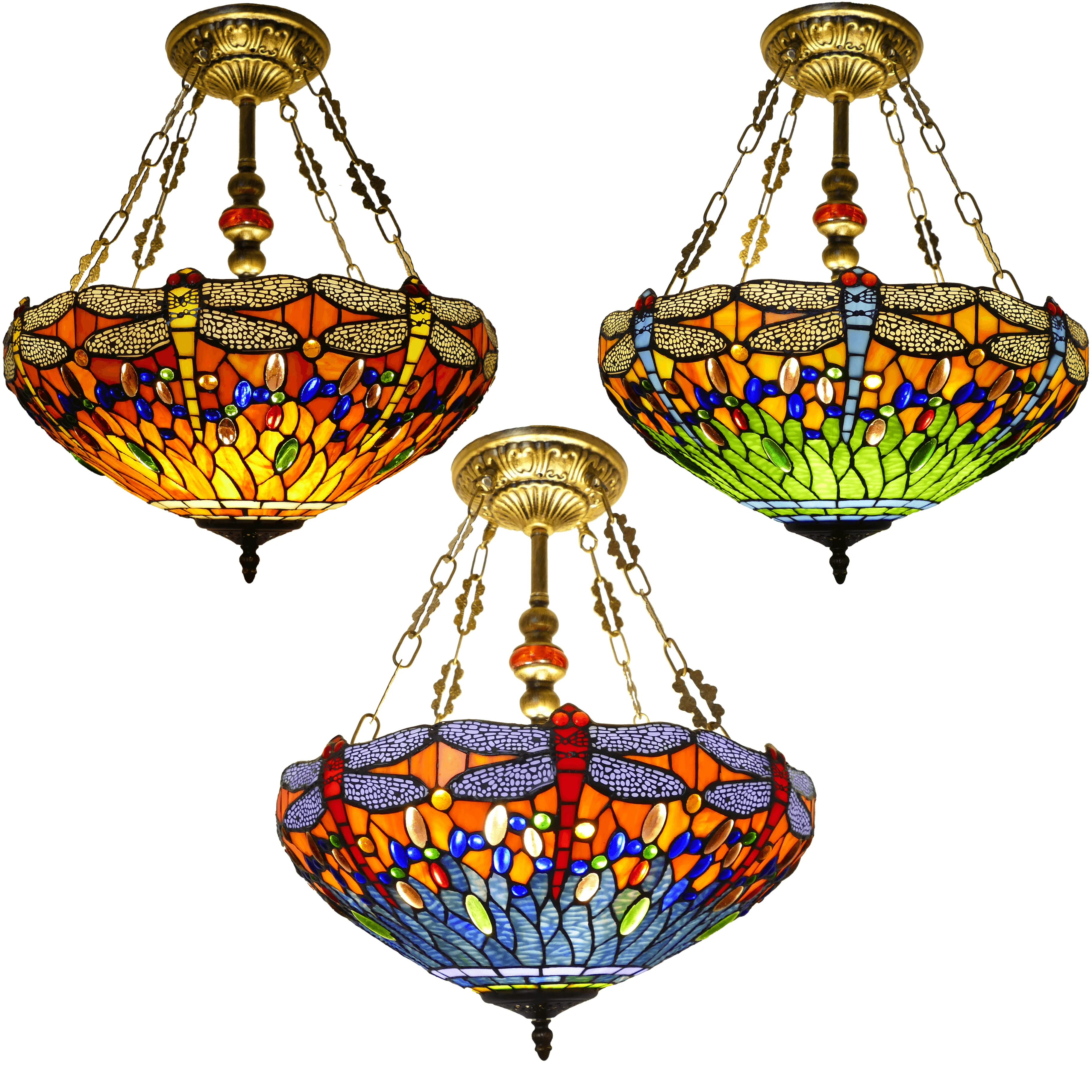 American Classic 18-Inch Dragonfly  Stained Glass Pendant Lamp Vintage Style for Restaurant Bar Club or Bedroom
