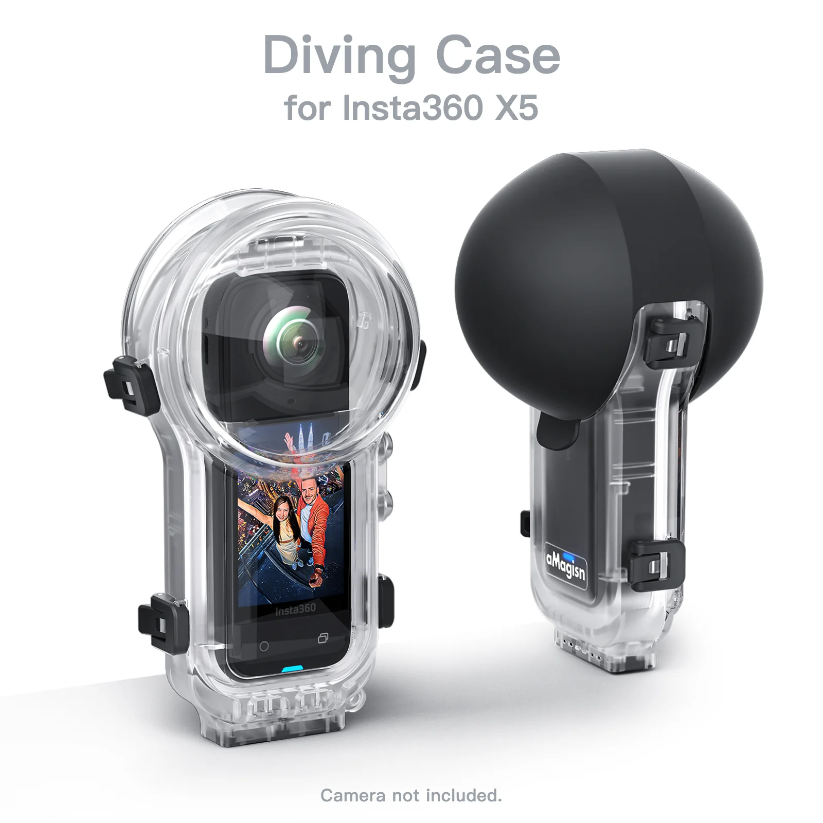 aMagisn Invisible Diving Case for Insta360 X5, 60m Waterproof Diving Quick-release Fully Invisible Diving Case Camera Accessory