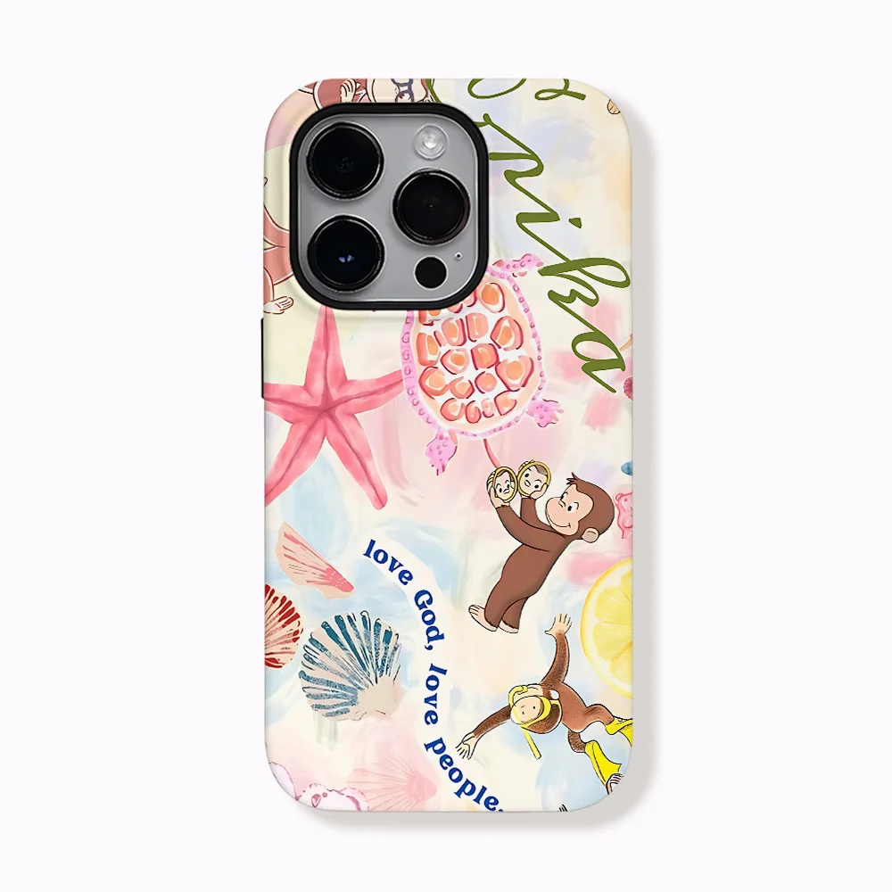 Funda de teléfono Art C-Curious Georges para IPhone 17 16e 16 15 14 13 12 11 X XS XR 7 8 Air Pro Max Plus, funda trasera de lujo de doble capa