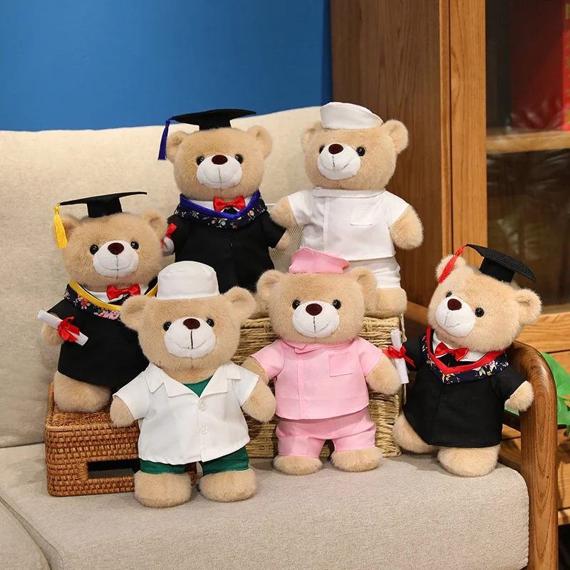 30cm Graduation Doctor Bear Plush Toy Super Soft Cute Stuffed Animal Graduation Gift Companion Ornament for Friends