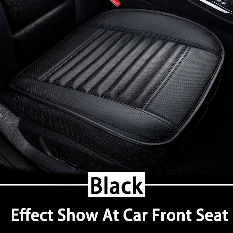 Car Seat Cover PU Leather Cushion All Season Universal Anti Slip Breathable And Easy To Clean Black Front Seat Protective Cove