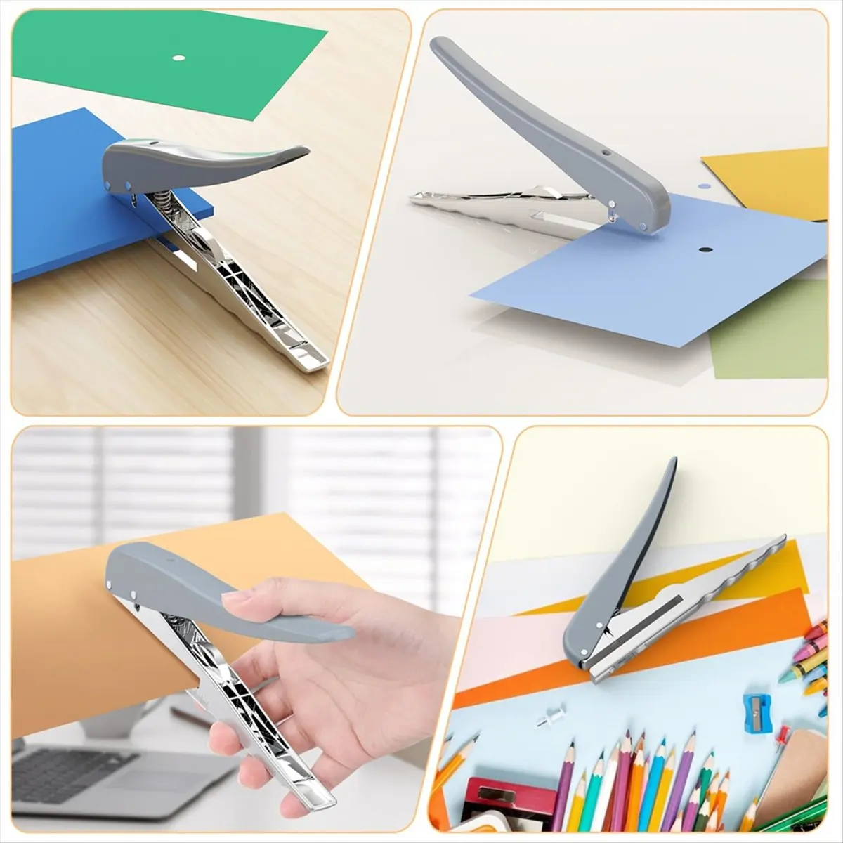Delighted- Heavy Duty Single Hole Punch,Hole Puncher 25 Sheets Capacity Paper Punch for Paper ID PVC Cards Scrapbook 6MM