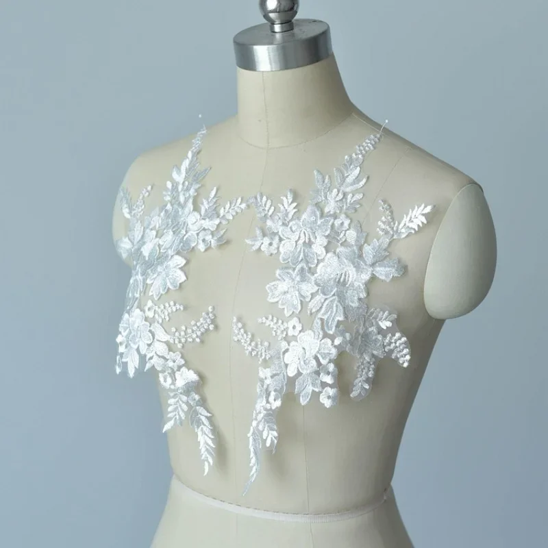 

4 Pieces, Multicolored Embroidered Lace Flower Wedding Dress Veil Dress Handmade DIY Accessories Clothing Decoration Material