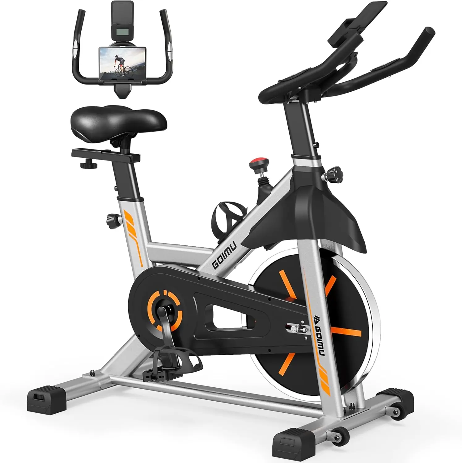 Bike, Adjustable Resistance Stationary Bike, Indoor Cycling Bike with Comfortable Seat Cushion, 1 Second Quick Brake Stop, Heavy