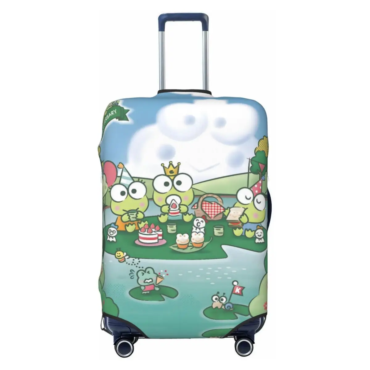 

Custom Cute Keroppi Big Eyed Frog Luggage Cover Protector Dust Proof Adorable Cartoon Travel Suitcase Covers