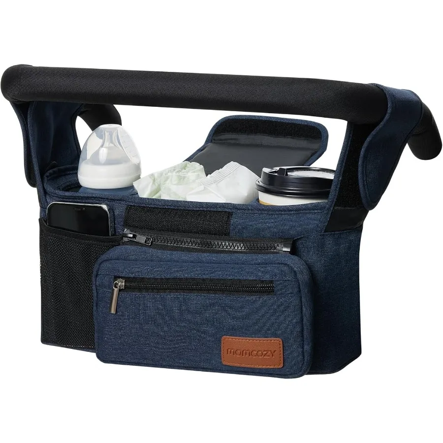 Universal Stroller Organizer with Insulated Cup Holder for Newborn and Toddler Blue