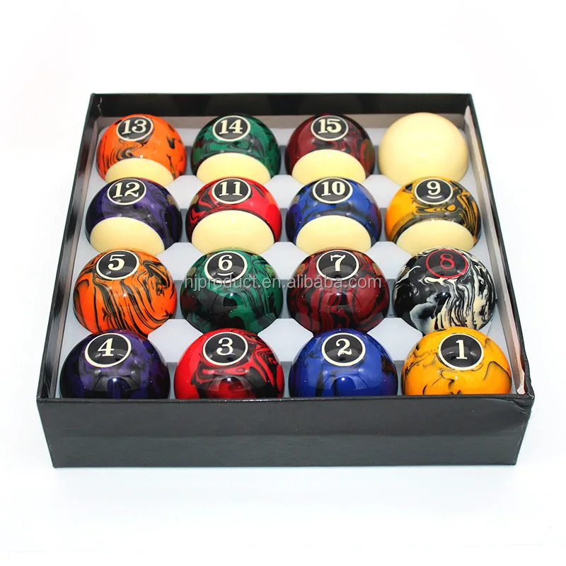 

Hot Sale High Quality NEW Special Style 2-1/4" 57.2mm Resin Material Marblized Billiard Ball Set Pool Balls
