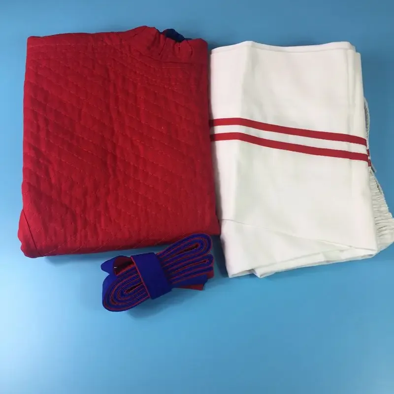 زي المصارعة على الطراز الصيني قميص فنون الدفاع عن النفس باللونين الأحمر والأزرق على الوجهين ملابس رياضية تقليدية زي تدريب ثنائي الغرض #3