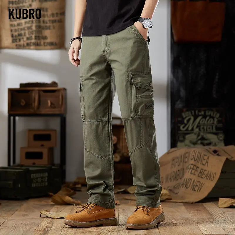 

2025 мужские брюки-карго, хлопковые брюки, осень-зима, мужские винтажные прямые рабочие брюки в стиле милитари с множеством карманов, модные хлопковые тактические брюки