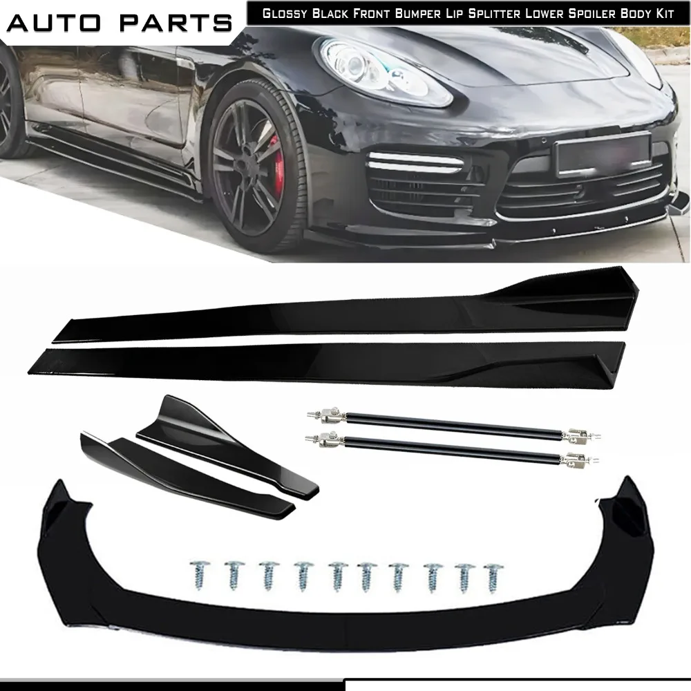 

For Porsche Panamera 2010- Front Splitter Bumper Lip Spoiler Gloss Black Bod Kit United States