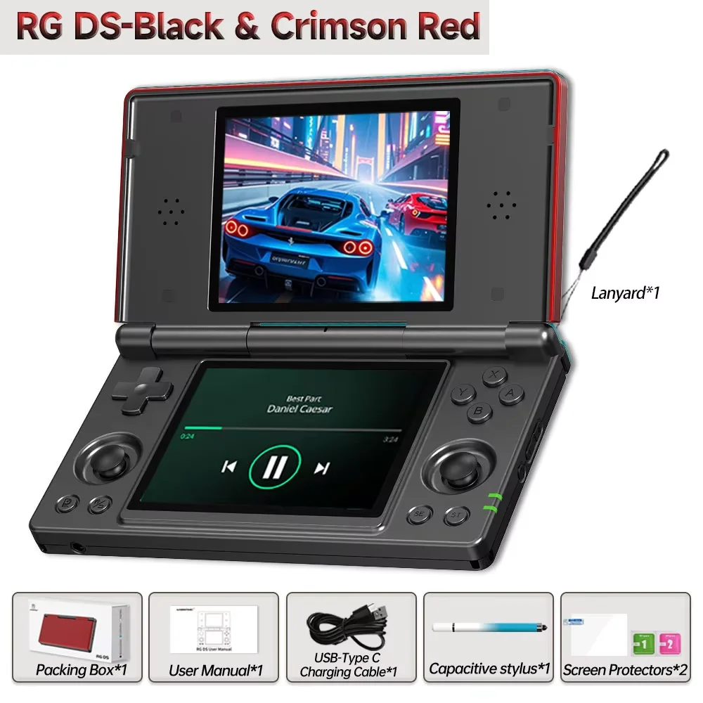 ANBERNIC RG DS Handheld Game Console 4 "IPS Multi-touch Dual-screen Flip Video Games Speler 4000mAh Android14 RGDS PS2 Game Gift