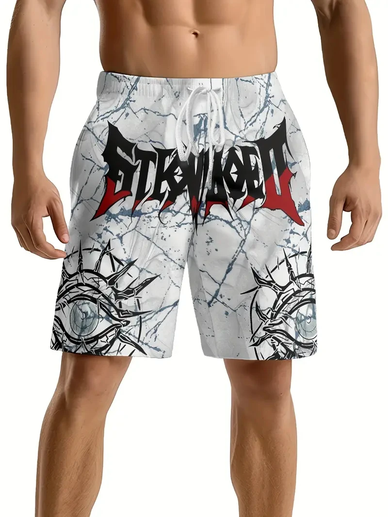 

Мужские плавки на Хэллоуин, шорты для плавания со средней талией, повседневные шорты для отдыха на открытом воздухе, боковые карманы, эластичные шорты на талии с завязками, мужские шорты