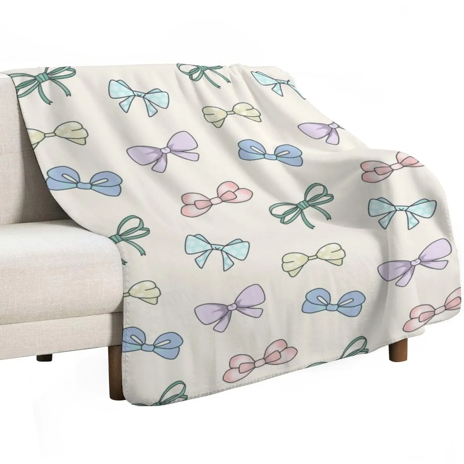 Kawaii Bow Pattern Color 2 Throw Blanket Durable Warm Blanket for Daily Home Use