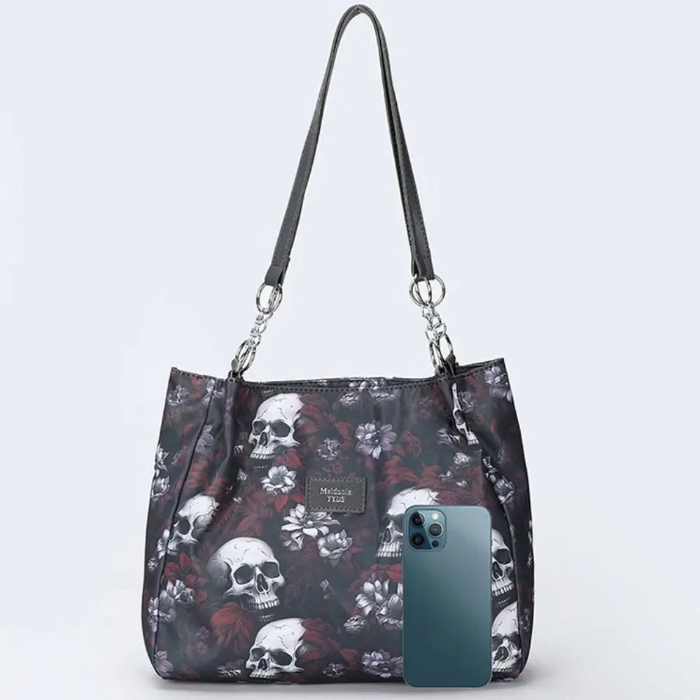 Large Capacity Printed Skeleton Tote Bag Multifunctional Shopping Bags Gothic Style Bag Oxford Cloth Fashion Halloween Handbag