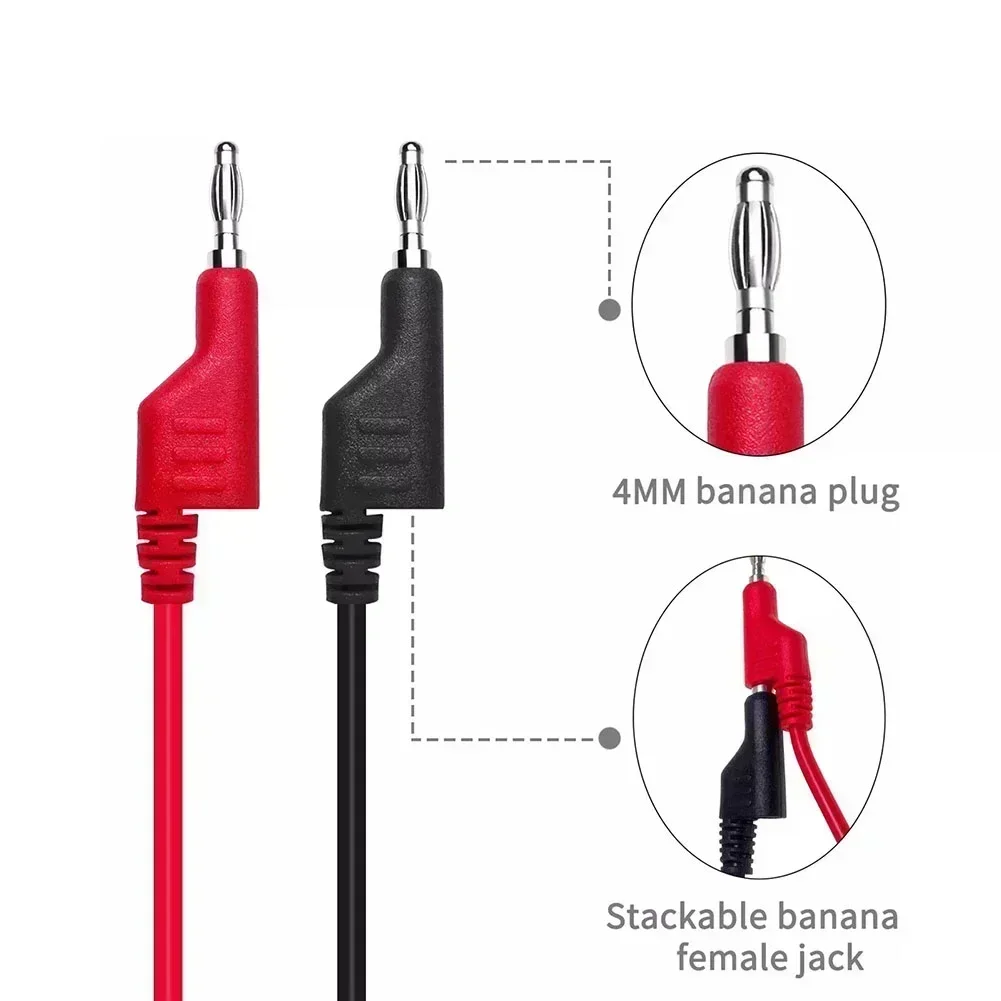 Cavo da 2 pezzi Spina a banana da 4 mm per cavi di prova con clip a coccodrillo Cavo da 1 m Utensili elettrici Accessori per spina a banana in
