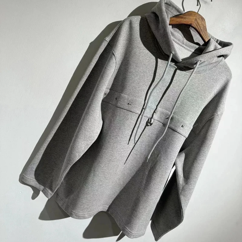 24AW New Solid Color Comfortable Loose Men's and Women's Hooded Pullover Y2k Sweatshirt Hoodie Mens Clothing