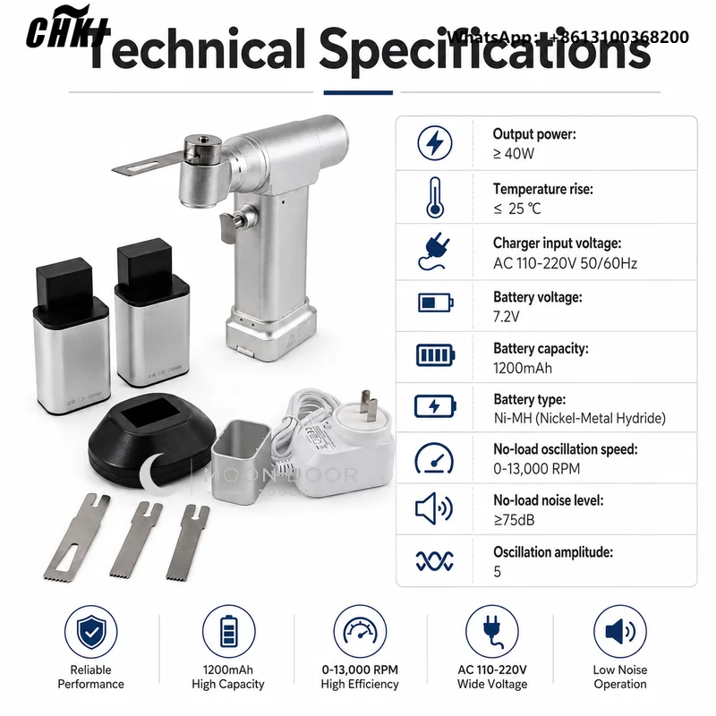 Orthopedic Mini  Handheld Oscillating Saw Kit Rechargeable 7.2V Ni-MH Battery Veterinary Orthopedic Bone Saw with 3 Saw Blade
