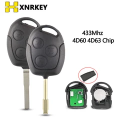 XNRKEY Remote Car Key 4D60/4D63 Chip 433Mhz for Ford Focus 2 Fiesta Mondeo Fusion Transit KA Galaxy mk2 mk5 mk7 FO21/HU101 Blade