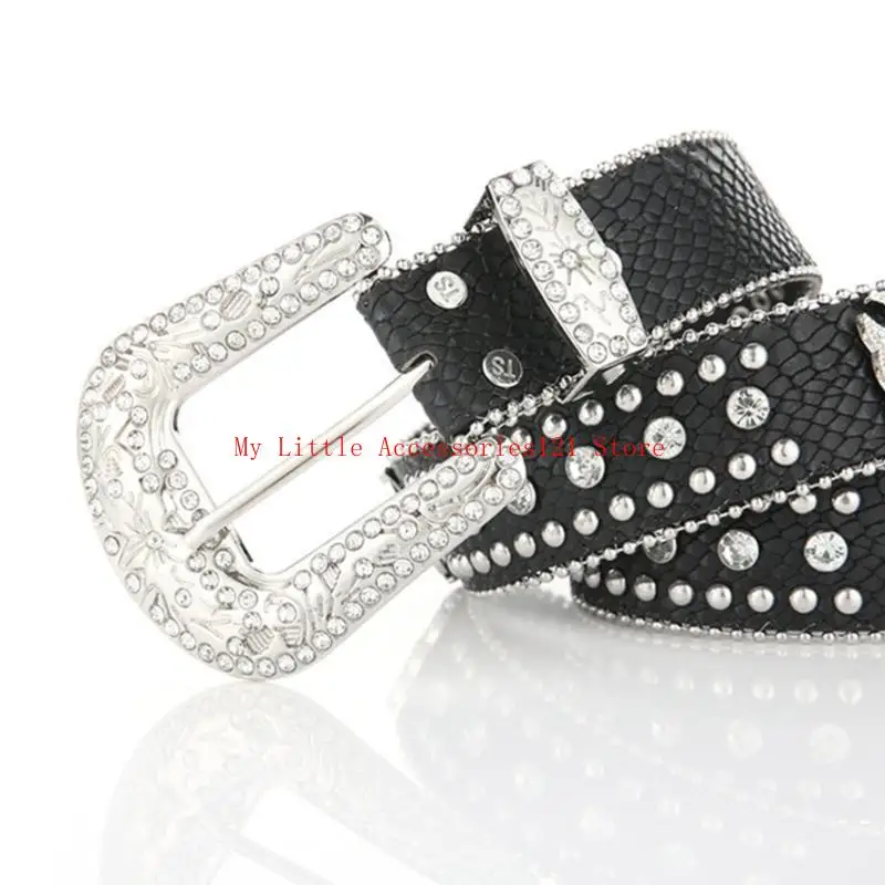 

Ремень с блестящей пряжкой из стразов для женщин и мужчин, подростковый локомотивный ремень для джинсовой юбки
