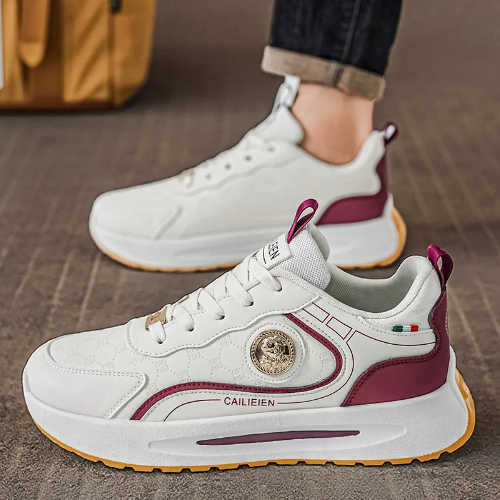 

2026 Men Sports Shoes New Fashion Thick Soled White Casual Walking Shoes Youth Comfortable Breathable Board Shoes for Men