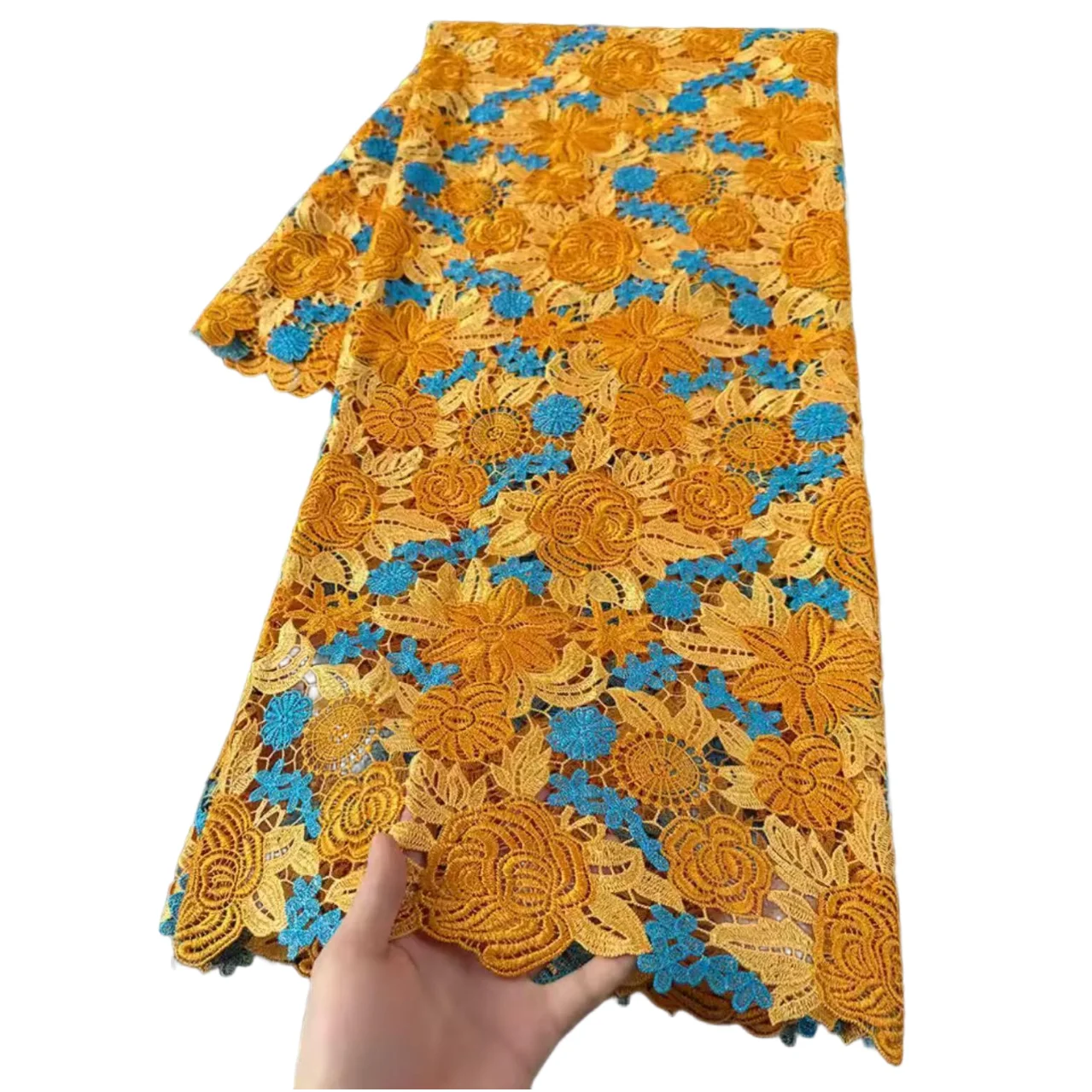 

Top End Small Floral Cotton Guipure Lace Soft Cord Lace Skin Friendly African Embroidery Ceremony Cupion Fabric for Celebrants