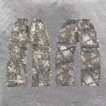 Amerykański styl Harajuku kamuflaż spodnie podłogowe modny kamuflaż nadrukowany wzór gotycki Hip Hop ponadgabarytowe Y2K Retro męskie spodnie