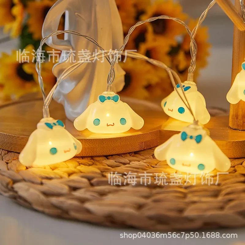 Kawaii Sanrio Hallo Kitty Lichterketten Schlafzimmer Atmosphäre Beleuchtung Batterie Hause Dekoration Anime Figuren Leuchtende Modell Spielzeug