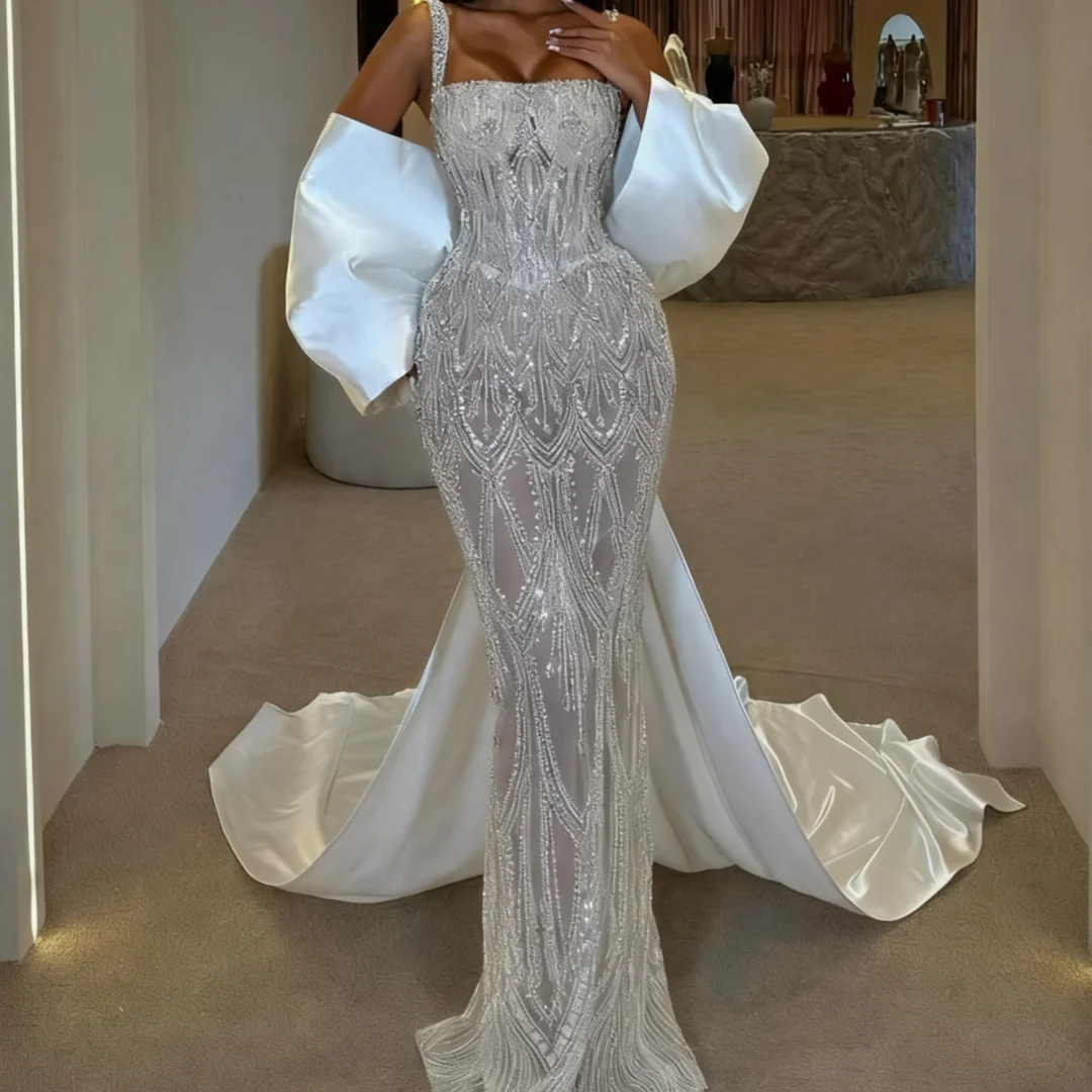 

Sparkling Crystal-Embellished Mermaid Evening Dress for Party Wedding Formal Occasion Prom Dresses Customized