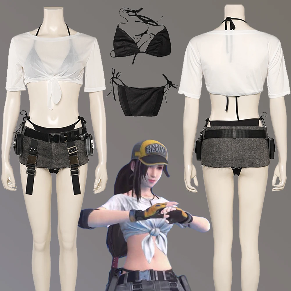 Tifa Lockhart Cosplay Role Play Beachwear Beach Suit Anime Game Final Fantasy Ⅶ Costume Adult Women Fancy Dress Up Party Clothes