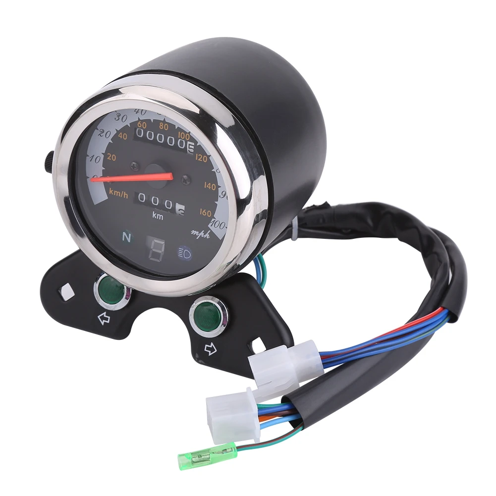 Universal Motorcycle Dual Odometer Speedometer Meter Gear Digital Display Dual Speedometer