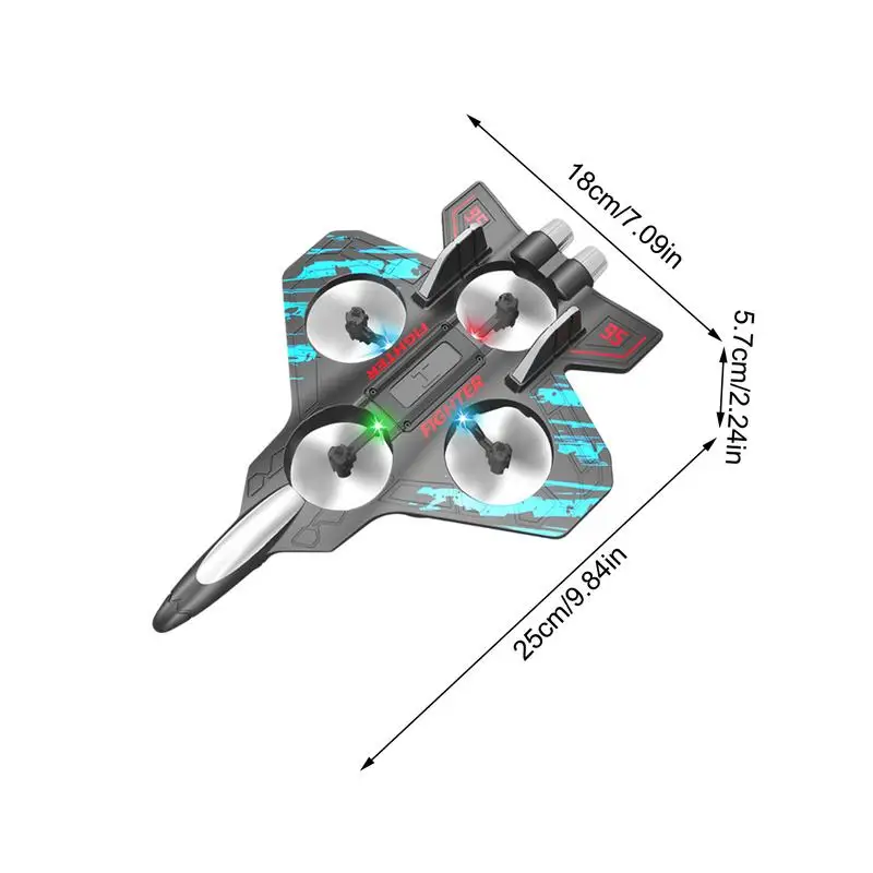 Samoloty RC Piankowy dron dla dzieci ze światłem LED 2,4 GHz Model myśliwca Zabawka Quadcopter Samoloty Szybowiec 2 tryby Latający helikopter Zabawka