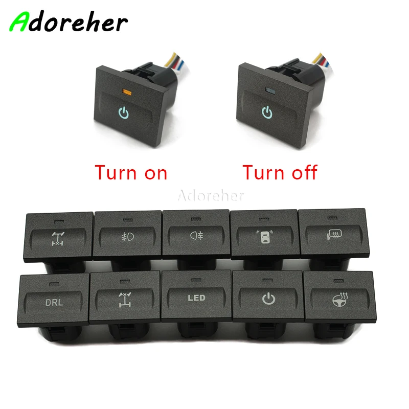 Car LED BSM Radar Sensor Light Heat Steering Wheel Power Switch Button Light for Ford Focus 2 mk2 2009 2010 2011 Accessories
