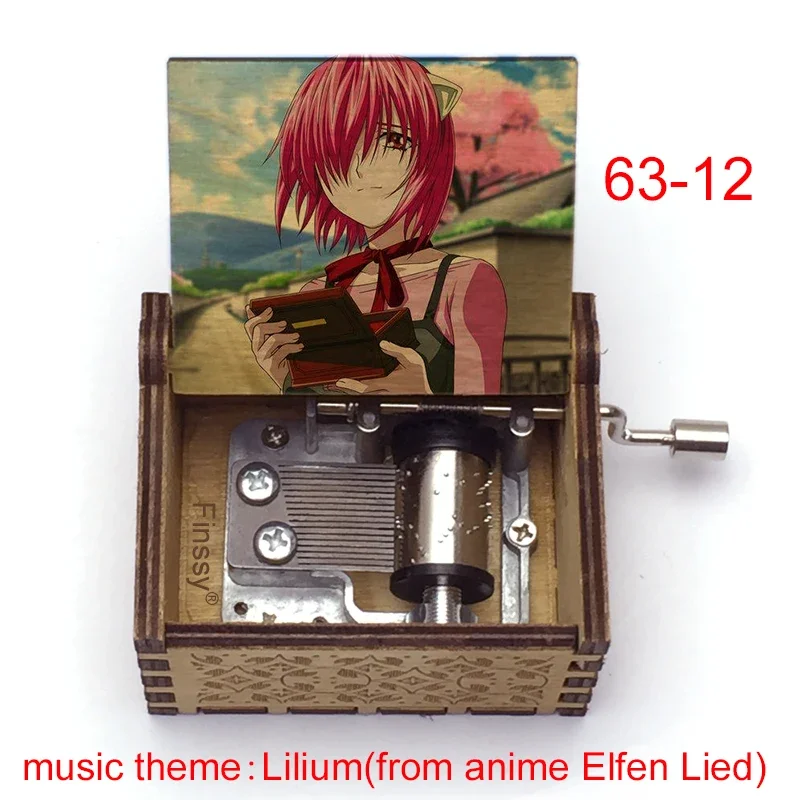 Japanese Anime Elfen Lied Music Box Music Theme Lilium Lucy Print Wood Musical Box Music Toys for Kids Girls Friends Home Decor