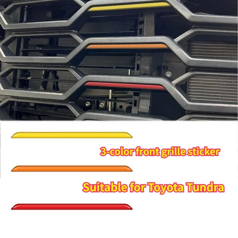 Automotive Tri Color Grille Decorative Strip, Tri Color Front Grille Modification Label, Car Modification for Toyota Tundra 3pcs